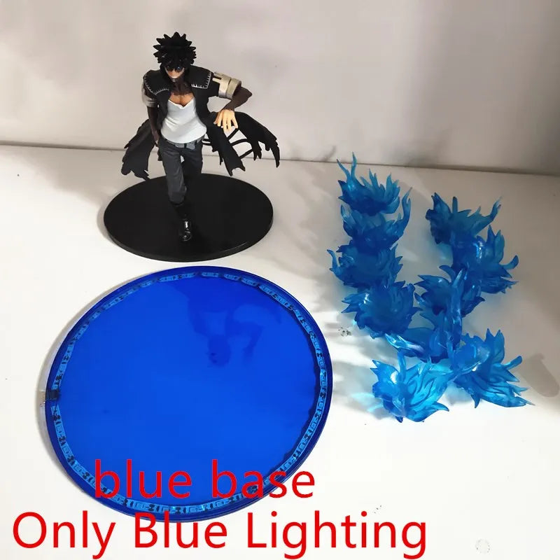 Figura d'azione Dabi da My Hero Academia con scena di fuoco blu LED, PVC, altezza 17cm, dettagliata e realistica.