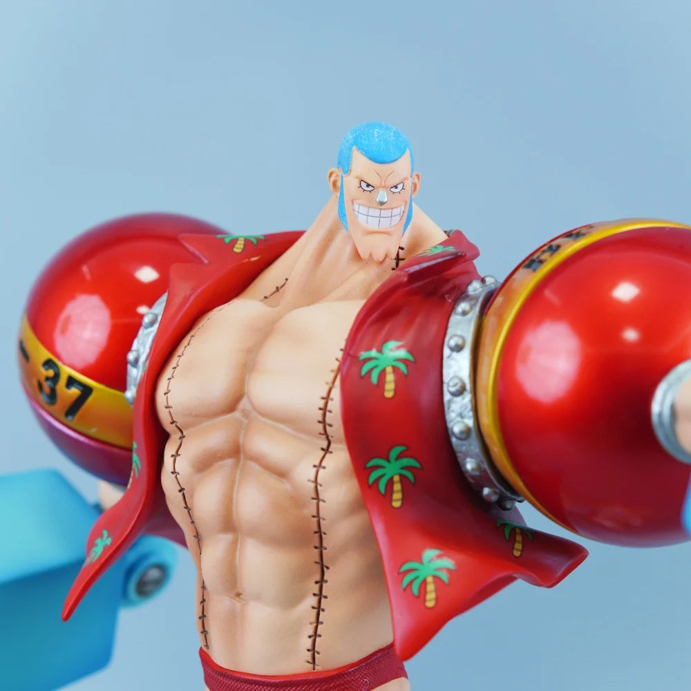 Figura di azione One Piece Franky in PVC di 28 cm, dettagliata e colorata, perfetta per collezionisti e fan di anime.