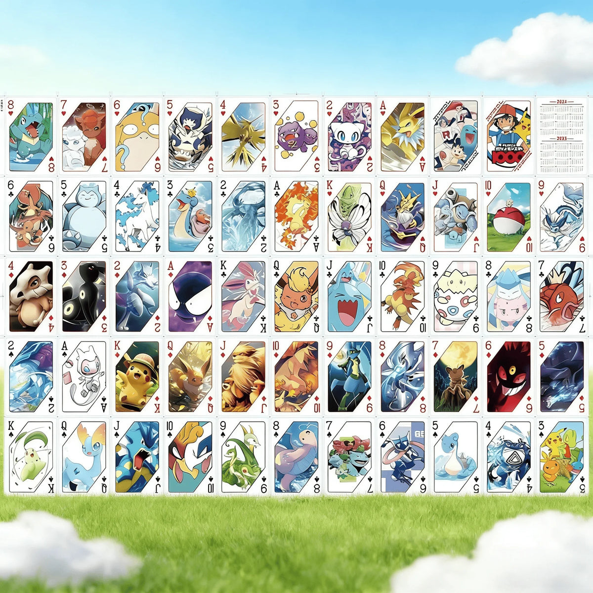 Carte Pokémon POKER di Otaku Family Shop Online, set di carte con immagini di Pokémon in stile gioco di carte.
