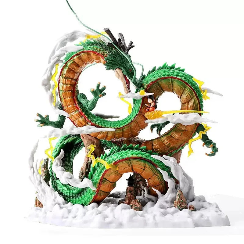 Figura d'azione Goku e Shenron di Dragon Ball, senza scatola, dettagliata e colorata, prodotta da Otaku Family Store Online.
