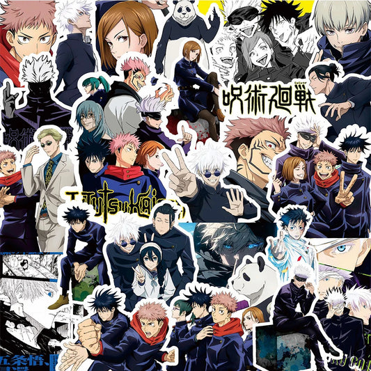 Adesivi waterproof Jujutsu Kaisen di Otaku Family, decal car e casco con personaggi anime per moto e bagagli.
