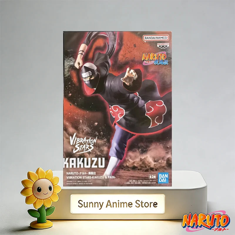 Figura d'azione del gruppo Akatsuki di Naruto, marca Bandai Banpresto, con dettagli dei personaggi e abiti iconici.