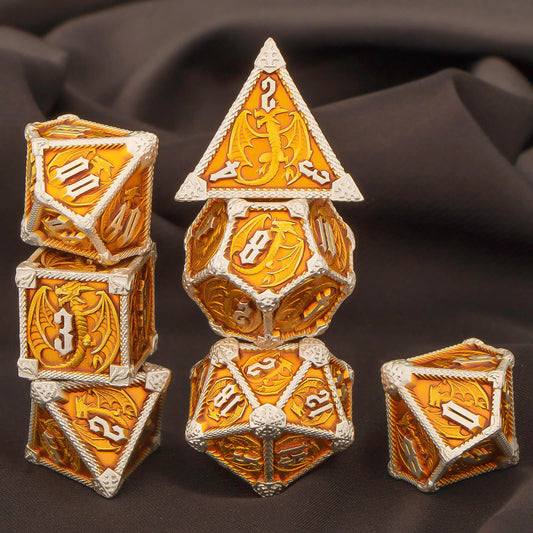 Set di dadi poliedrici in metallo per giochi di ruolo come Dungeons & Dragons, 7 pezzi, gadget in metallo di Otaku Family Store Online