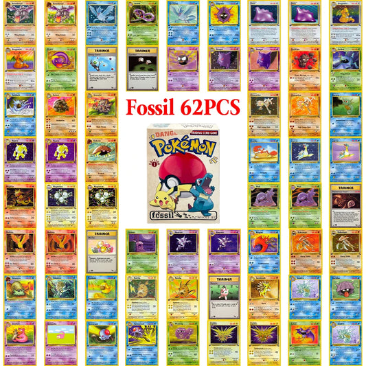 Booster di carte Pokémon Fossil con Aerodactyl, Lapras e Zapdos, edizione Collector Proxy, immagini di carte da collezione.