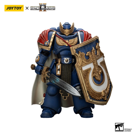Figura d'azione Warhammer 40k Ultramarines Marneus Calgar, Chapter Master, con dettagli e armatura, di dimensioni 1/18.