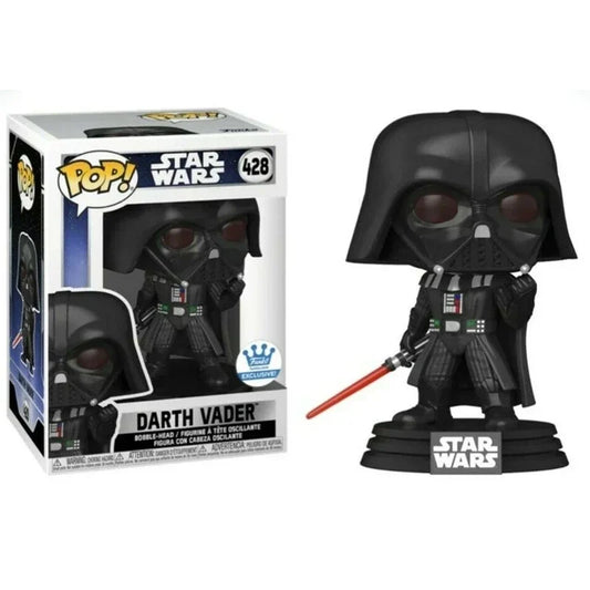 Funko Pop Star Wars con Boba Fett, Yoda e Darth Vader, figure collezione con dettagli colorati e design iconici.