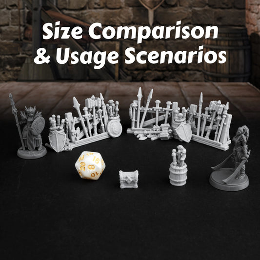 Supporto per armi da dungeon in plastica, set di 4 accessori RPG miniatura, ideale per giochi di ruolo e collezioni fantasy.