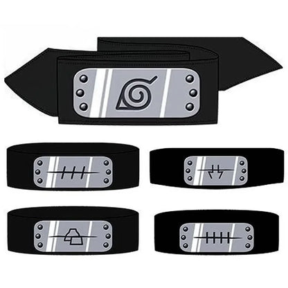 Copricapo Naruto cosplay, fascia fronte ninja Hitai-ate in tessuto blu con simboli ninja, accessorio per costume cosplay ninja.