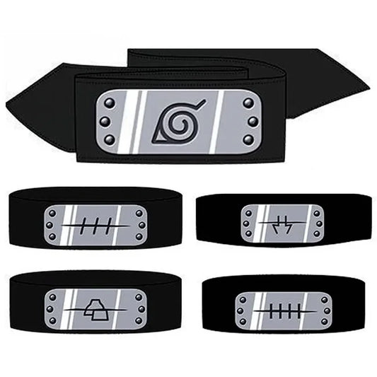 Copricapo Naruto cosplay, fascia fronte ninja Hitai-ate in tessuto blu con simboli ninja, accessorio per costume cosplay ninja.