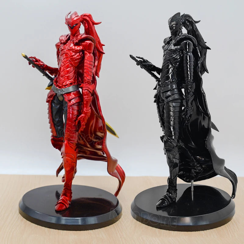 Action figure Igris, il Comandante Rosso Sangue, della collezione Solo Leveling, con dettagli realistici e armatura rossa.