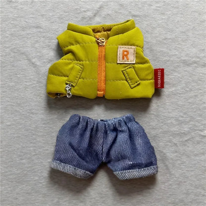 Giacca imbottita invernale per bambola Labubu, con cappuccio in pile e cappello, vestito caldo e morbido.