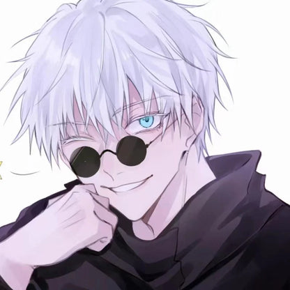 Occhiali da cosplay di Gojo Satoru di Jujutsu Kaisen, lenti nere e stile realistico, accessorio per feste e cosplay uomo e donna