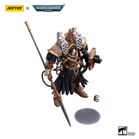 Figura d'azione Warhammer 40k Adepta Sororitas Abbess Sanctorum Morvenn Vahl in scala 1/18, dettagliata e articolata.
