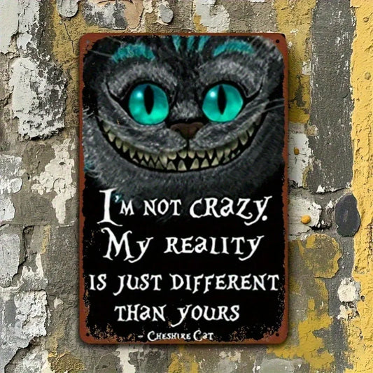 Decorazione in metallo del Gatto di Cheshire, arte murale retrò in ferro da 8x12 pollici, stile gadget Otaku Family Store Online
