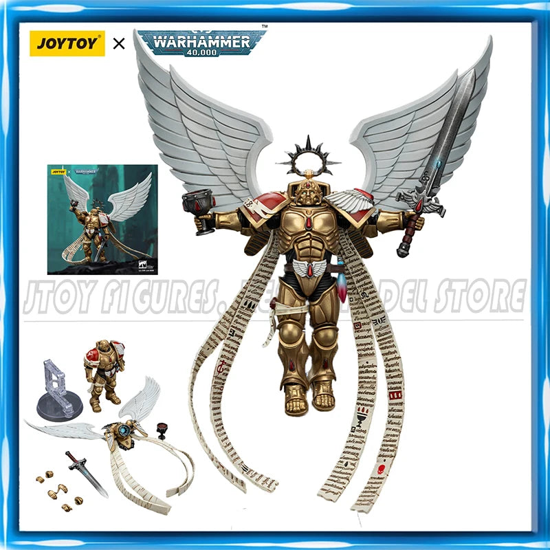 Figura d'azione Warhammer 40K Blood Angels Sanguinor con spada encarmine, marca Otaku Family, in posa dettagliata.