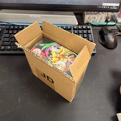 Scatola di carte Pokémon TCG Booster Box – Mega Evolution, Phantasmal Flames, Ascended Heroes, 4 confezioni con 36 buste, immagini delle carte.