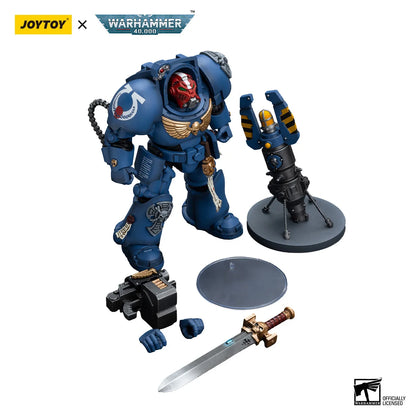 Action figure Ultramarines Terminator Squad Warhammer 40k, altezza 14.3cm, modello dettagliato in plastica.
