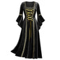 Vestito gothico punk da donna in stile medievale, costume cosplay princess, dettagli neri e ricami, ideale per Halloween e carnevale.