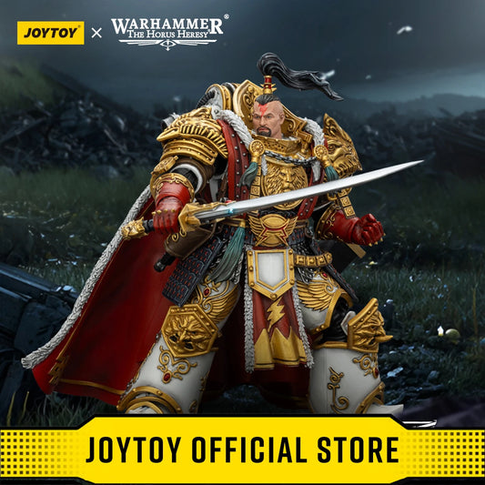Figura d'azione Warhammer The Horus Heresy White Scars Jaghatai Khan Primarch, dettaglio armor e armamento, in posa dinamica