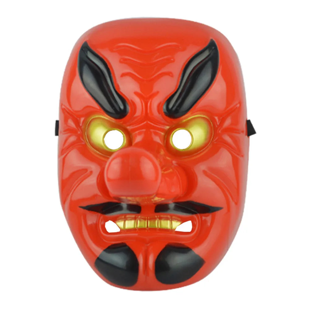 Maschera tradizionale giapponese in plastica Tengu rosso, maschera da samurai cosplay, perfetta per feste e masquerade.