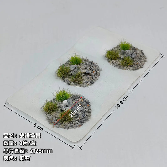 Decorazione per basi di miniature Warhammer, pietre e erba per modellismo, adesivi rotondi 23-48mm, Otaku Family Store Online