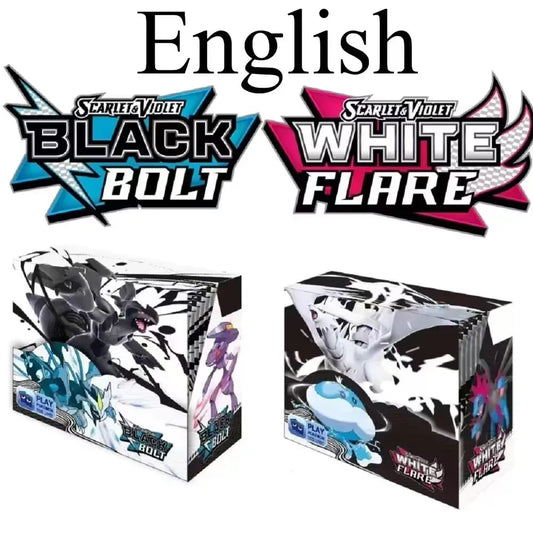 Scatola booster di carte Black Bolt TCG di Otaku Family Store, 360 carte in inglese con evoluzioni e effetti speciali.