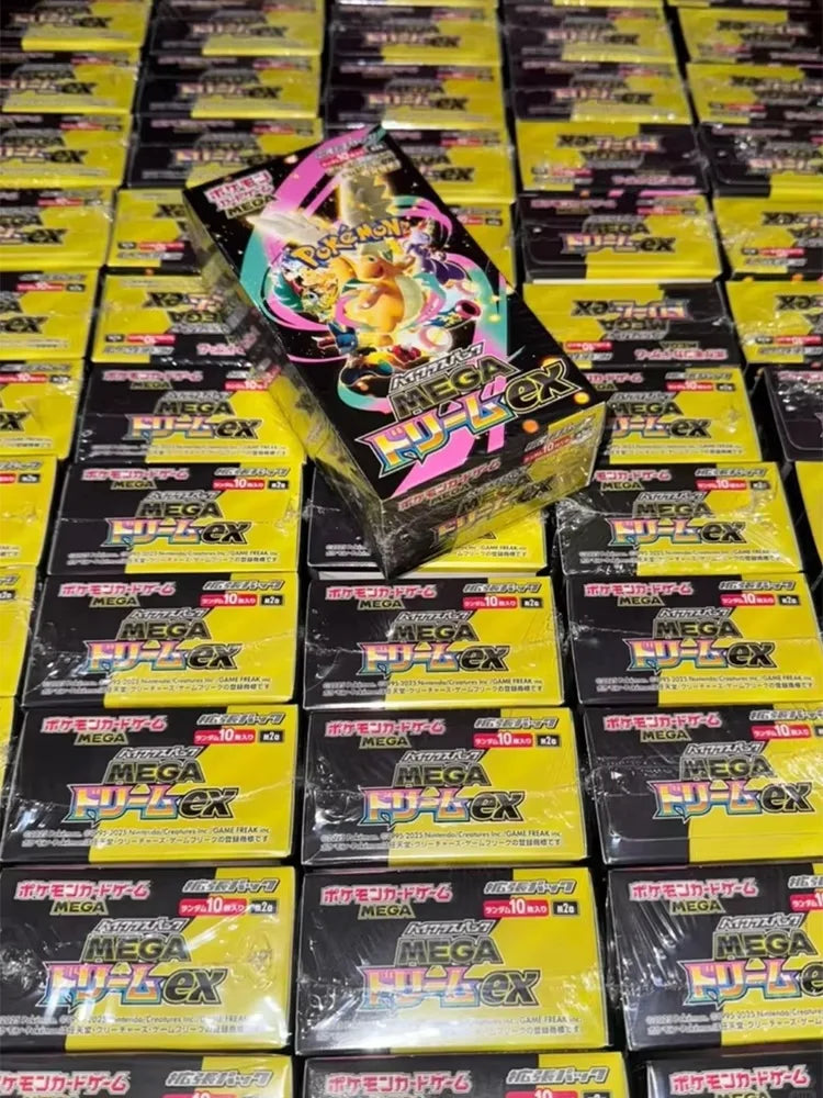 Carte Pokémon TCG Mega Dream EX Golden Box edizione giapponese, set di booster con immagini di carte colorate e dettagli dorati