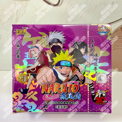 Scatola di carte Naruto KAYOU della collezione booster, con disegni e dettagli delle carte Naruto in confezione ufficiale.