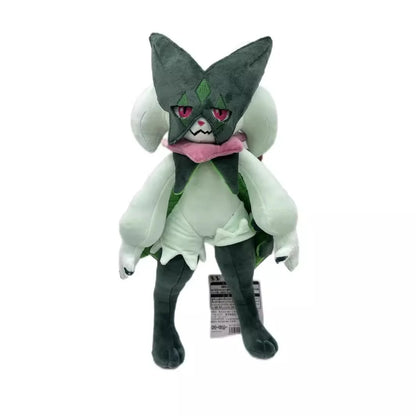 Peluche di Sprigatito Floragato Meowscarada Pokémon, morbido orsacchiotto anime, ideale come regalo per bambini e fan Pokémon.