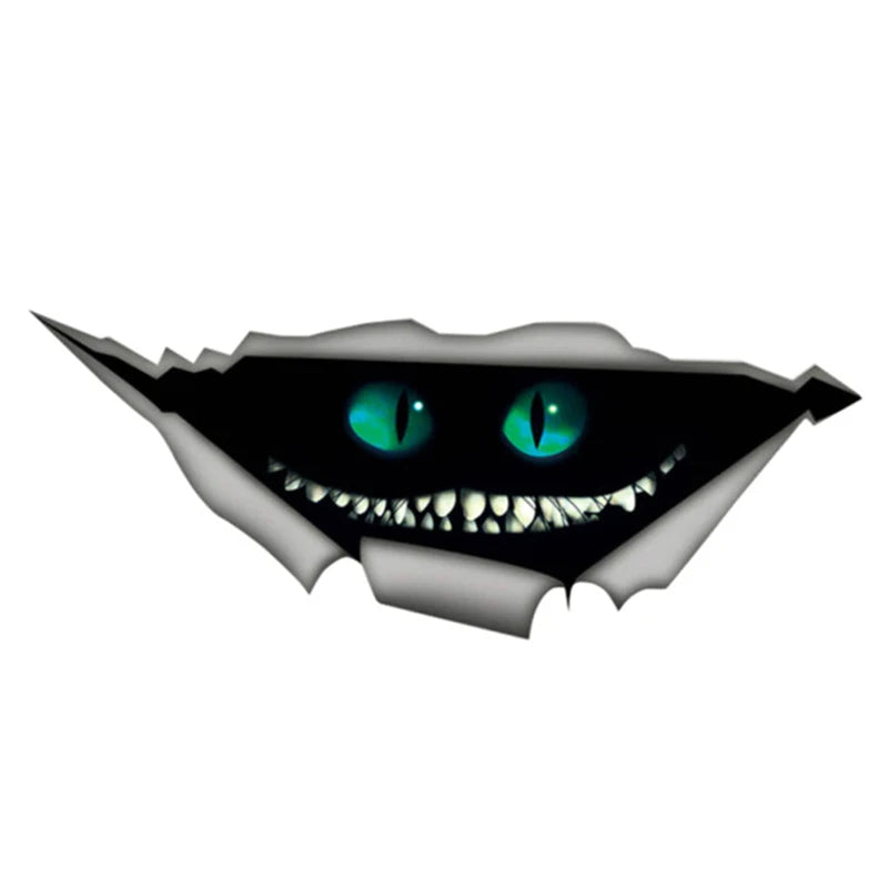 Adesivo decorativo di gatto Cheshire in stile 3D con effetto graffiato, perfetto per auto e finestre, di Otaku Family Store.