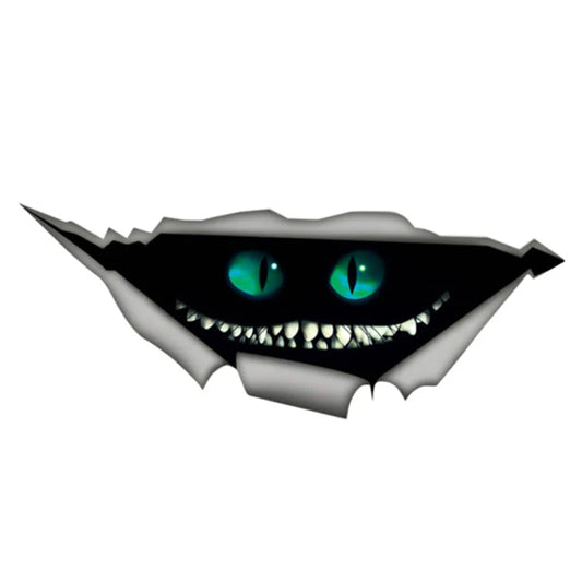 Adesivo decorativo di gatto Cheshire in stile 3D con effetto graffiato, perfetto per auto e finestre, di Otaku Family Store.