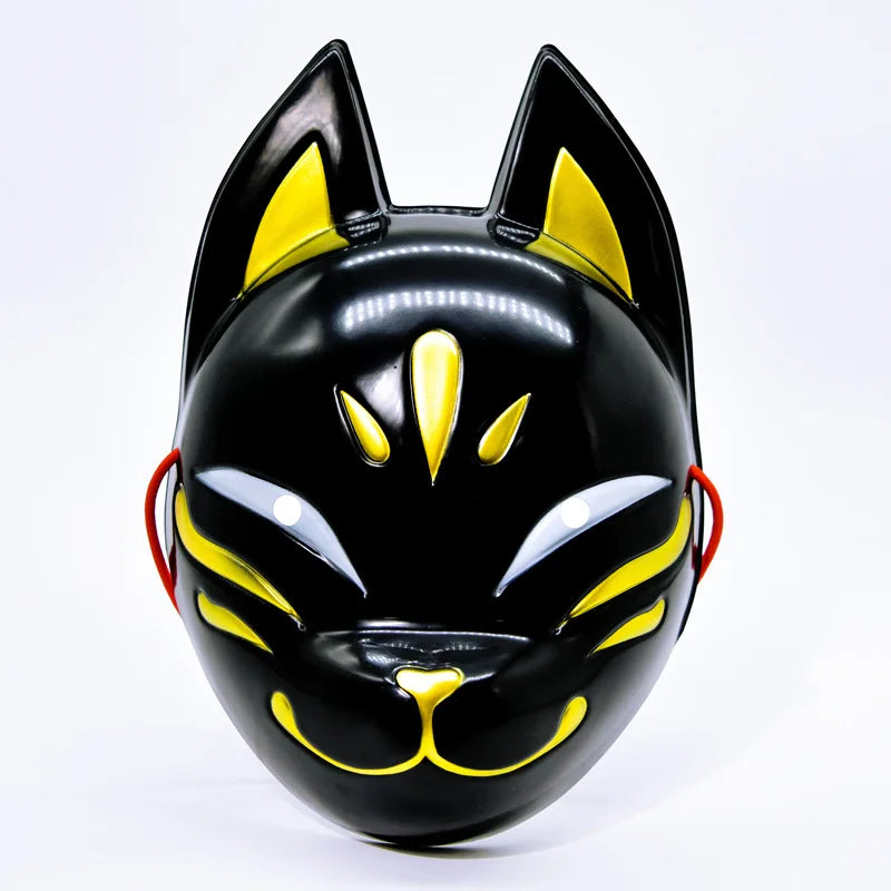 Maschera leggera da cosplay con faccia di volpe, copricapo animale per costumi di Halloween, accessorio di Otaku Family Store.
