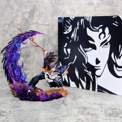 Figura di azione Demon Slayer Yoriichi Tsugikuni contro Kokushibo, statua PVC luminosa, altezza 23cm, dettagli realistici e dinamici