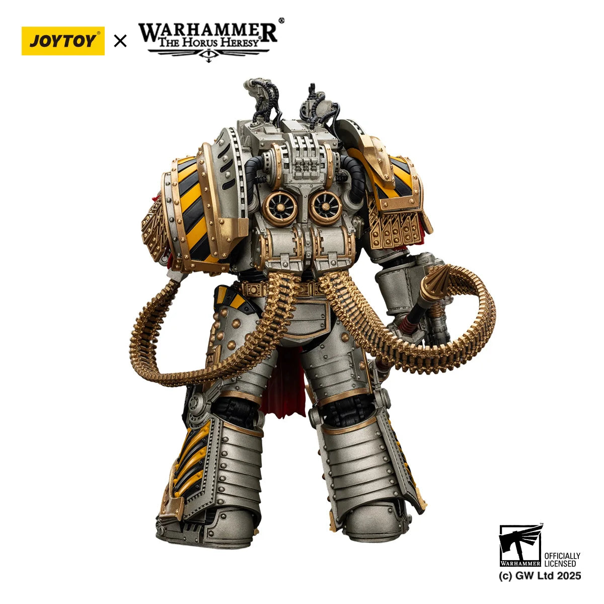 Figura d'azione Warhammer JoyToy Perturabo dei Tiran Iron Warriors, in posa, dettagliata e realistica, alta qualità.
