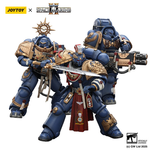 Figura d'azione Warhammer 40K Abaddon the Despoiler e Death Guard, modello con armatura Primus Heavy Relic, 3 pezzi.