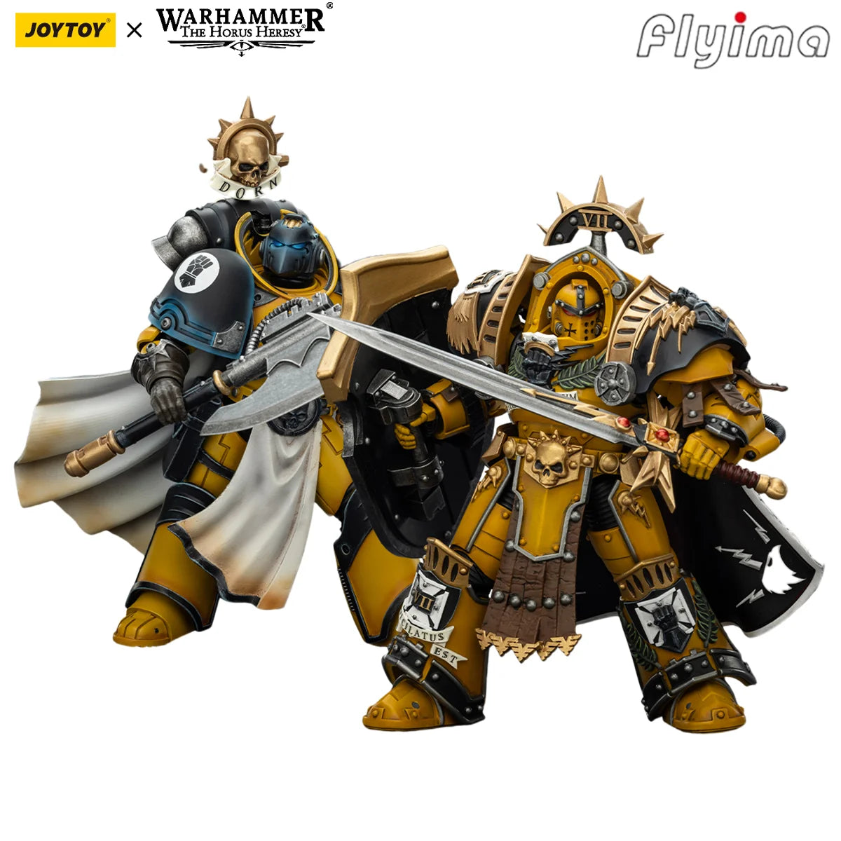 Action figure Warhammer 30K Imperial Fists Praetor in Armatura Tartaros, con dettaglio di Librarian Consul, prodotto Otaku Family Store