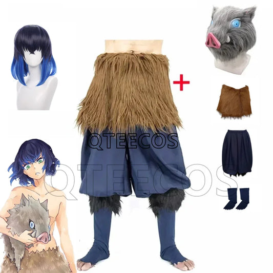 Costume cosplay Demon Slayer Hashibira Inosuke di Bilibili, abbigliamento ispirato all'anime, con dettagli realistici e materiali di qualità
