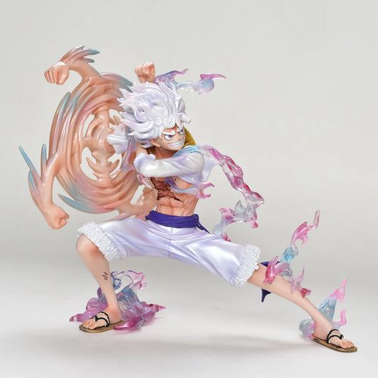 Figura action One Piece Luffy Gear 5 di 19 cm, personaggio di Luffy in posa dinamica, di marca Otaku Family Store Online.