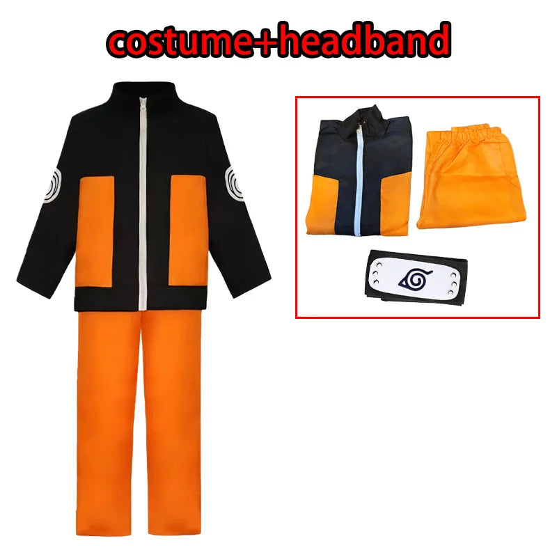 Costume cosplay Uzumaki Naruto di Otaku Family Store, abbigliamento da ninja di Konoha con dettagli autentici.