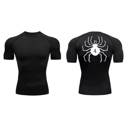 Maglietta compressiva Jin Woo Solo Leveling Anime Muscleshirt sportivo, tessuto elastico e design ispirato all'anime.