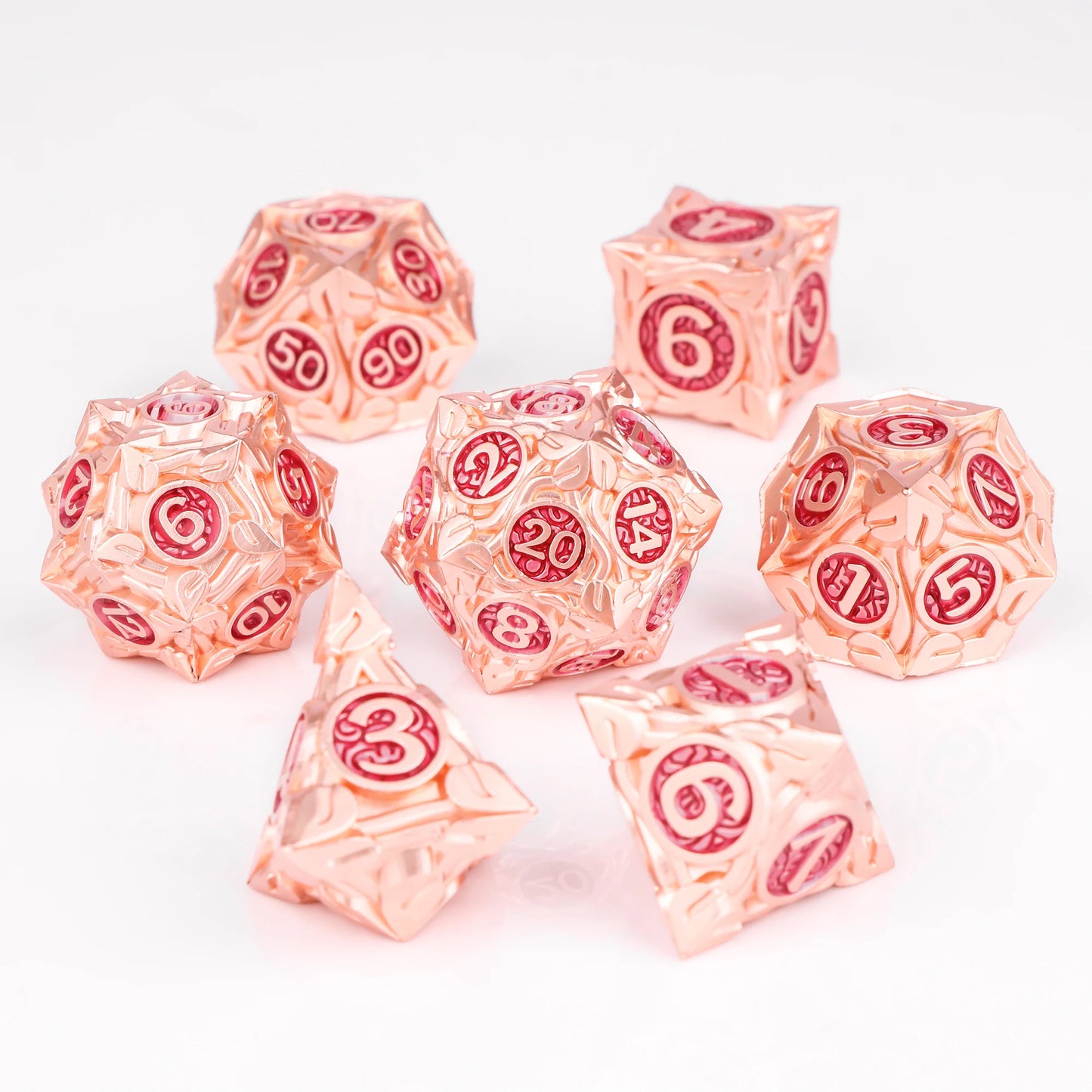 Set di 7 dadi poliedrici in metallo per giochi di ruolo D&D, dalla collezione mista Otaku Family Store Online.