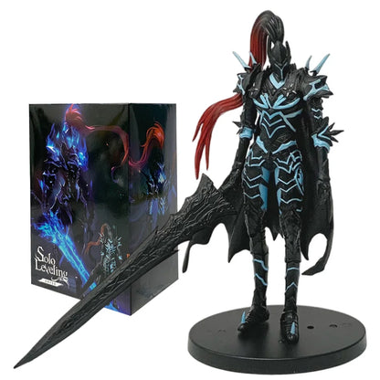 Action figure Knight Commander Igris Blood Shadow della Shadow Legion, personaggio di Solo Leveling, in posa con dettagli realistici.
