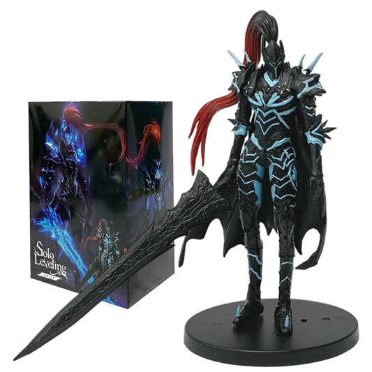 Action figure Knight Commander Igris Blood Shadow della Shadow Legion, personaggio di Solo Leveling, in posa con dettagli realistici.