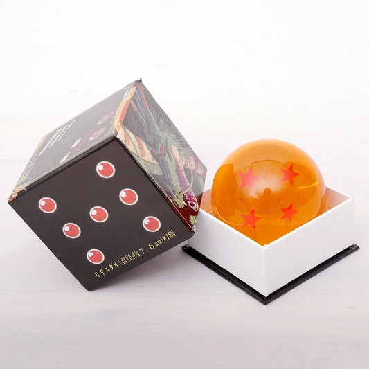 Sfera di cristallo Dragon Ball Z in resina, oggetto da cosplay e decorazione da scrivania, con dettagli di stelle e simboli Dragon Ball.