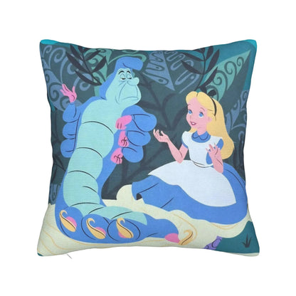 Cuscino quadrato con stampa del Gatto del Cheshire di Alice nel Paese delle Meraviglie, copertura in poliestere decorativa e carina.