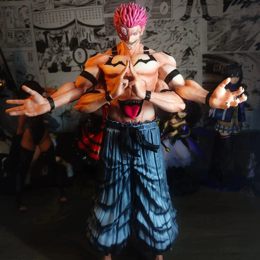 Statua anime Jujutsu Kaisen Ryomen Sukuna forma precoce, figura da collezione di 30cm, spirito maledetto in posa dinamica