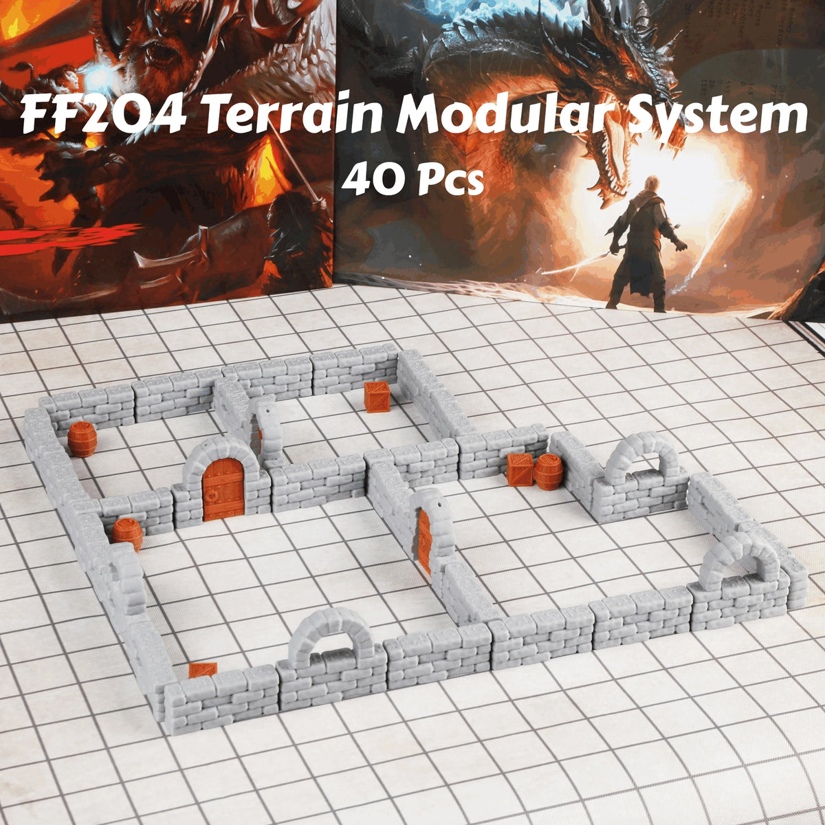 Gadget Le Mura del Dungeon Ti Attendono 28mm di Otaku Family Store Online, dettaglio delle mura di un set per giochi di ruolo.