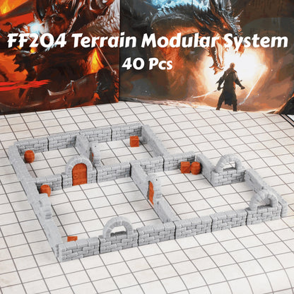 Gadget Le Mura del Dungeon Ti Attendono 28mm di Otaku Family Store Online, dettaglio delle mura di un set per giochi di ruolo.