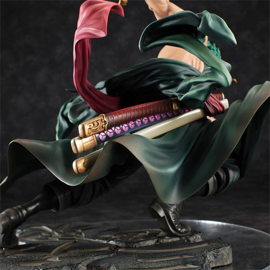 Figura action One Piece Roronoa Zoro con tre spade, 10 cm, in PVC, collezione anime, ideale come regalo per bambini e collezionisti