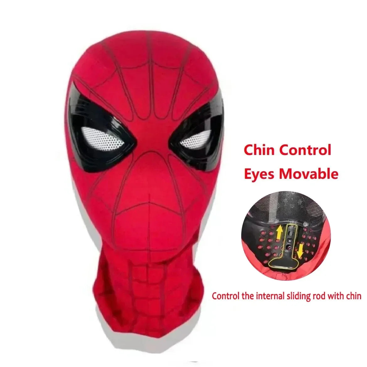 Maschera Spiderman da cosplay con occhi mobili e telecomando, realizzata in tessuto spandex, perfetta per Halloween e costume Peter Parker